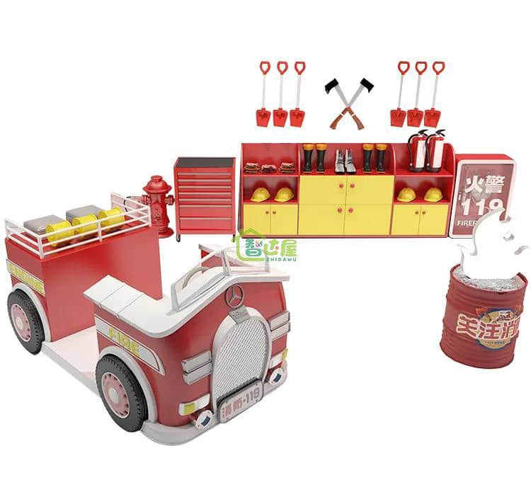 Amusement Equipment Indoor Playhouse Kids' Firefighter Role Play Creative Play Forn Kids Wood Play Room Fire Station Costumes