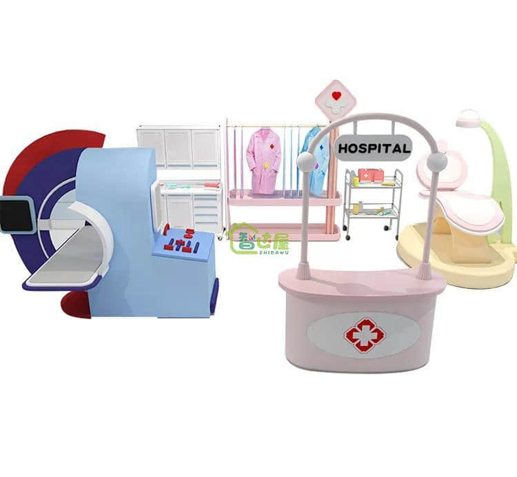 Wooden Indoor Playground Set for Kids Pretend Doctor Nurse Role Play Make Believe Games for Boys Girls for Home or Playhouse
