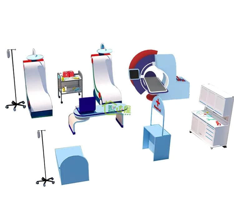 Wooden Indoor Playground Set for Kids Pretend Doctor Nurse Role Play Make Believe Games for Boys Girls for Home or Playhouse